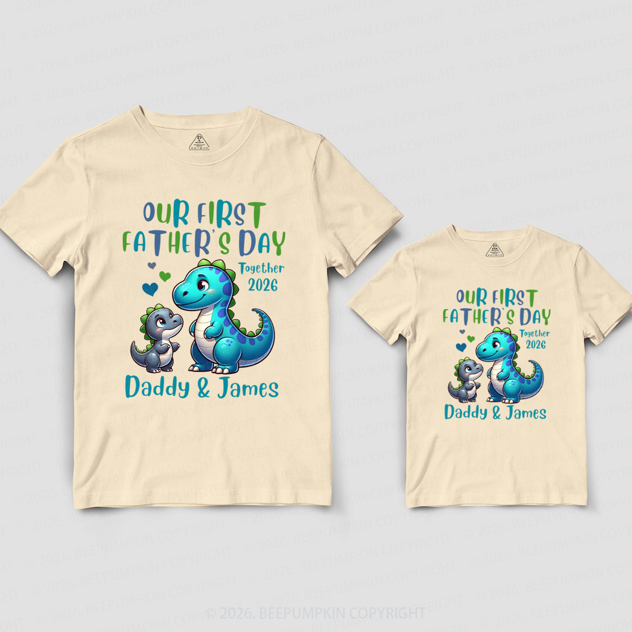 Personalized First Fathers Day Dinosaurs Dad&Me Matching Shirts