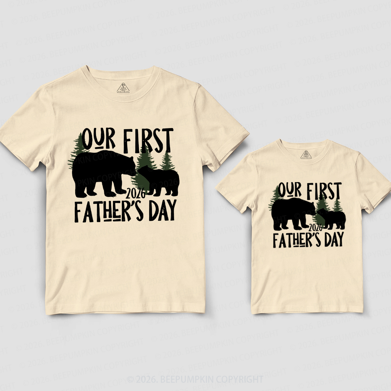 First Father's Day Papa Baby Bear Woodland Dad&Me Matching Shirts