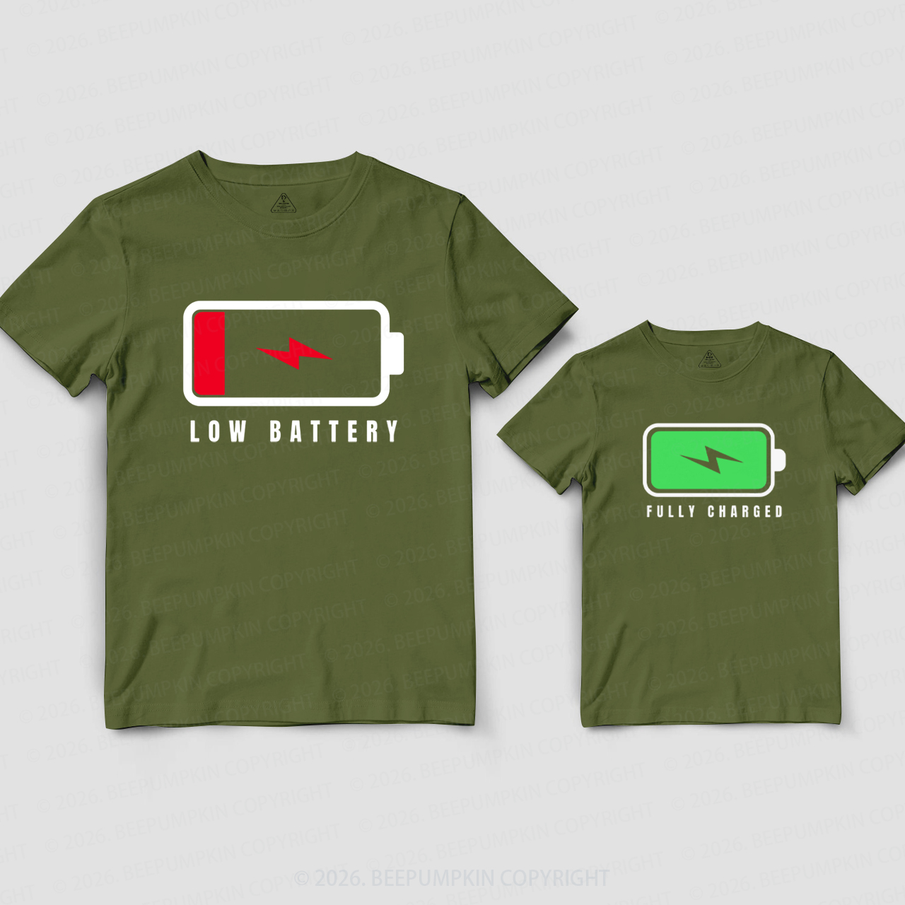 Humor Fully Charged Low Battery Dad&Me Matching Shirts