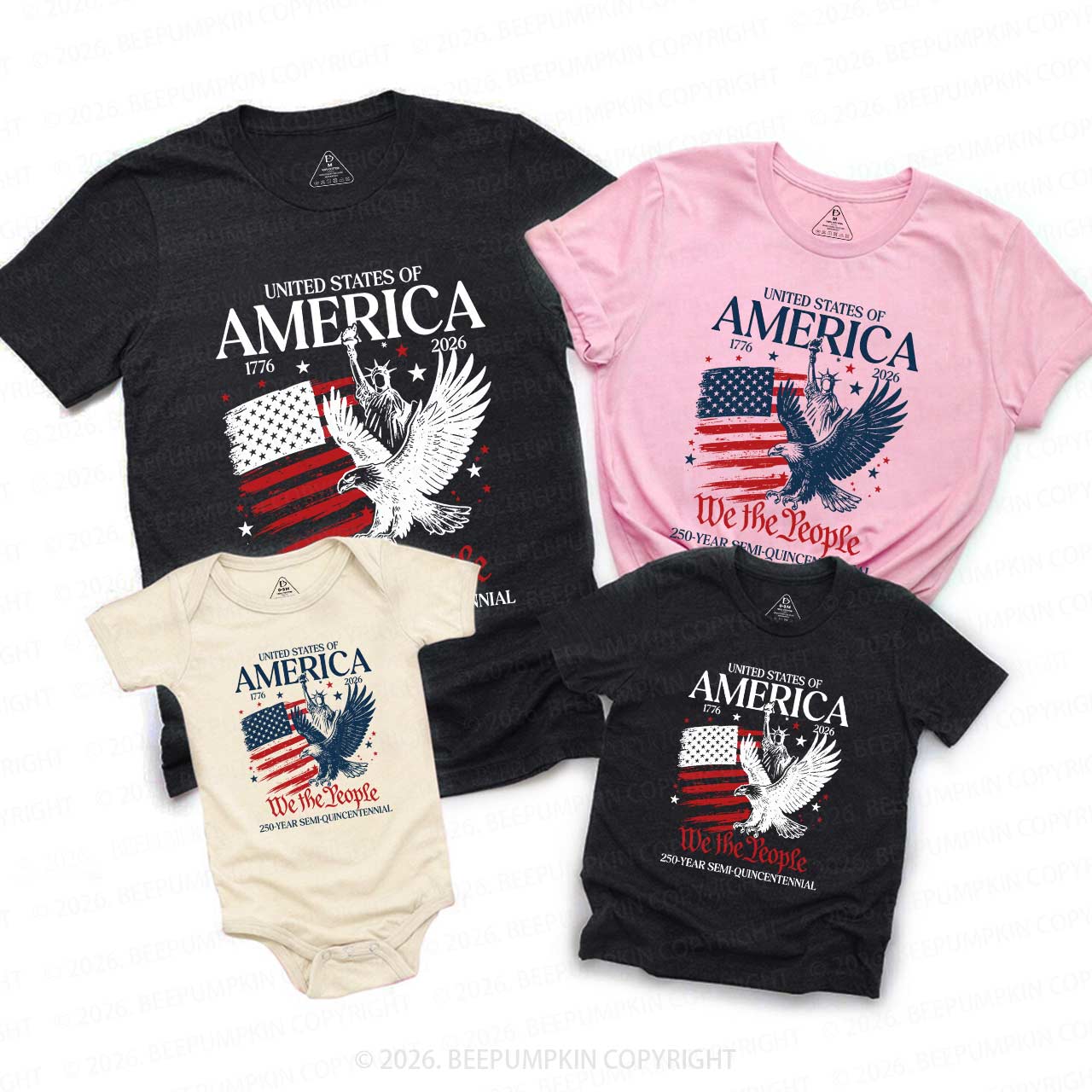 America 250 Patriotic Eagle Independence Day Family Matching Shirts