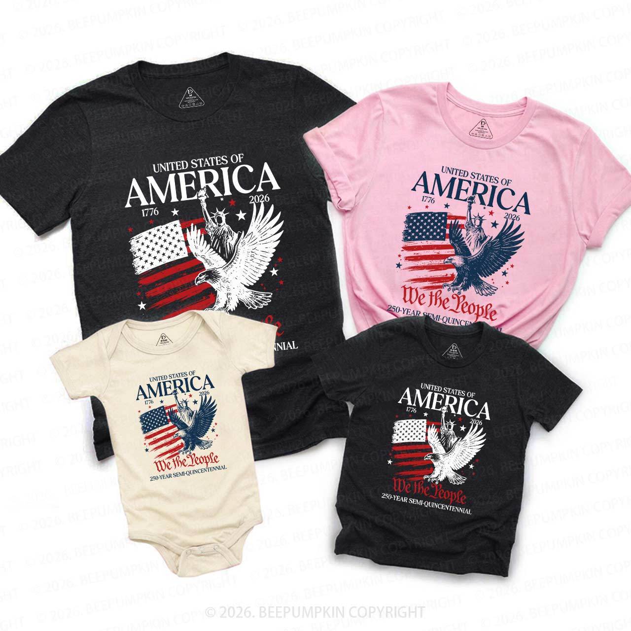 America 250 Patriotic Eagle Independence Day Family Matching Shirts