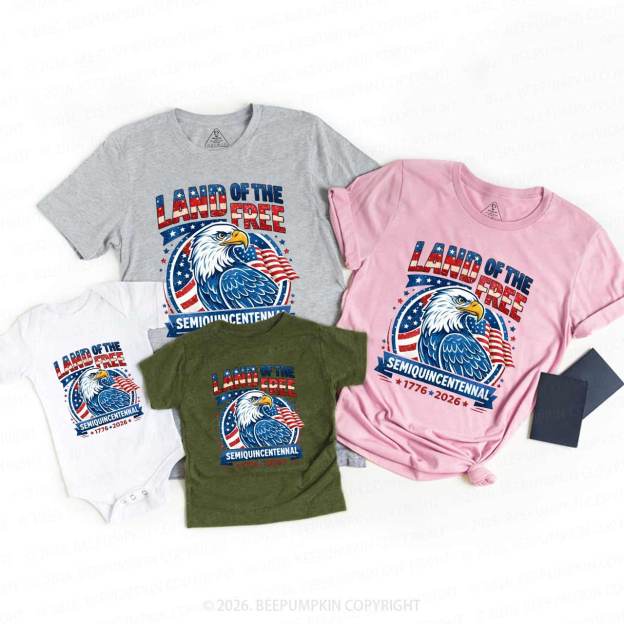 Patriotic Land Of The Free America 250 Family Matching Shirts