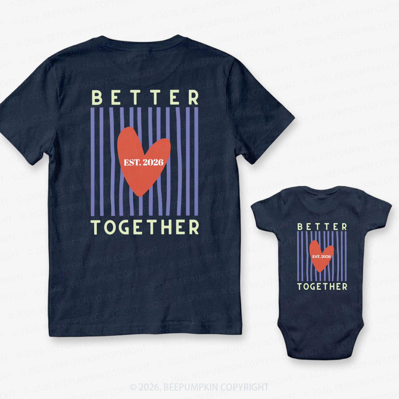 Better Together with Retro Stripes Dad&Me Matching Shirts-Back Design
