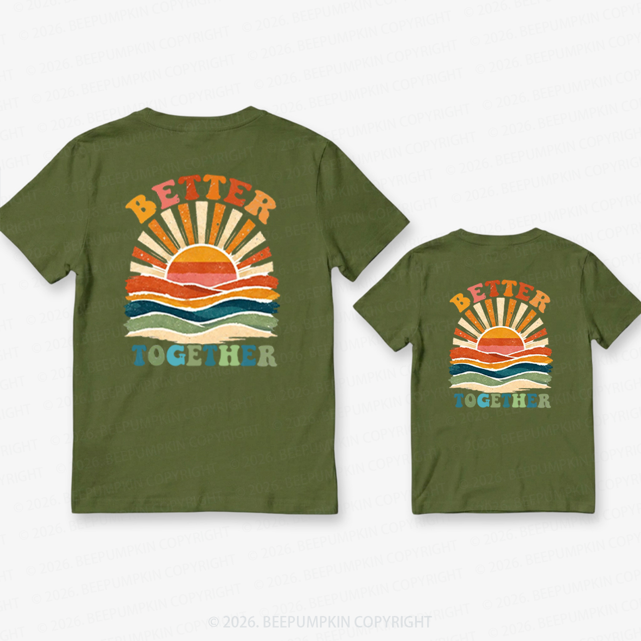 Better Together Retro Sunset Dad&Me Matching Shirts-Back Design