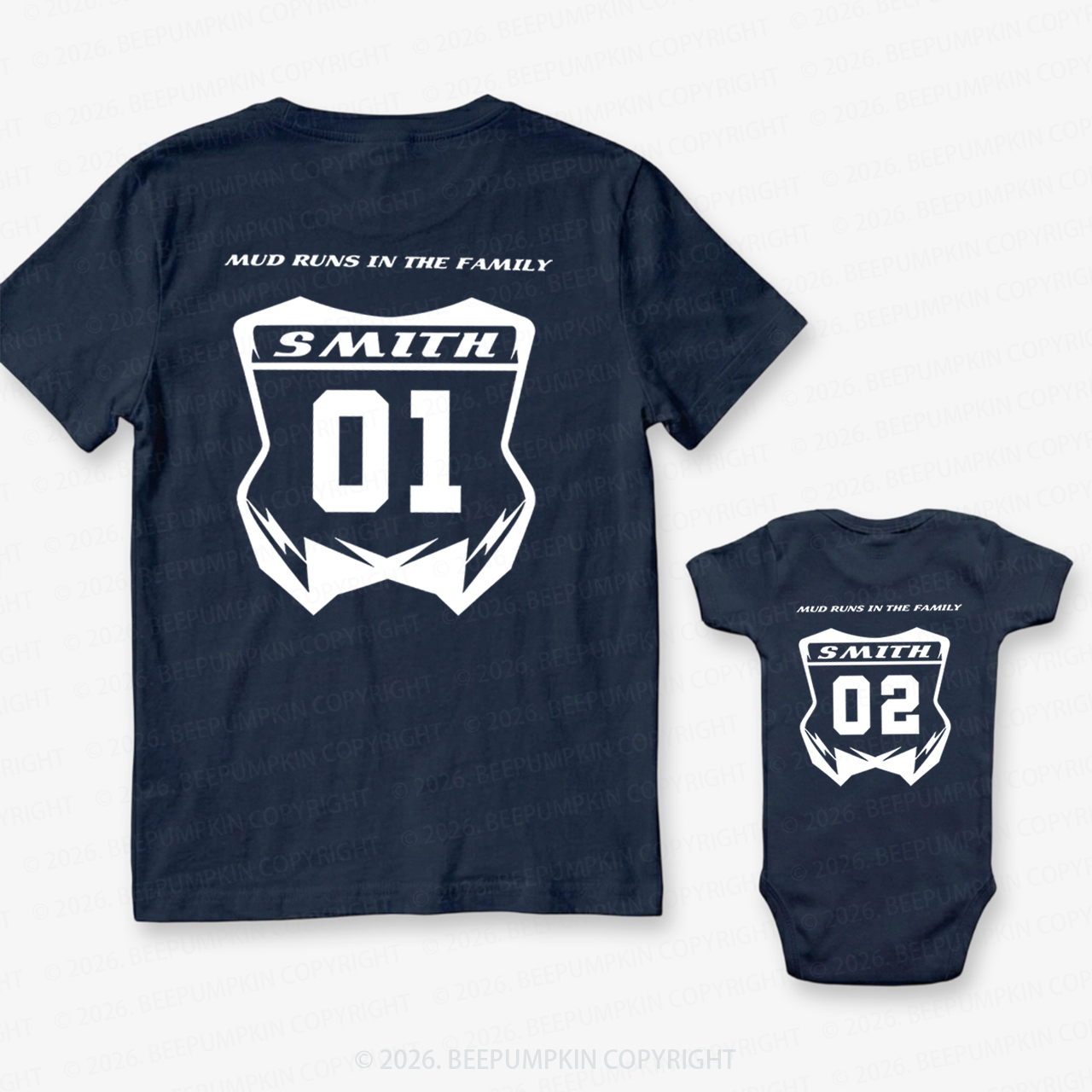 Personalized Fathers Day Dirt Bike Dad&Me Matching Shirts-Back Design