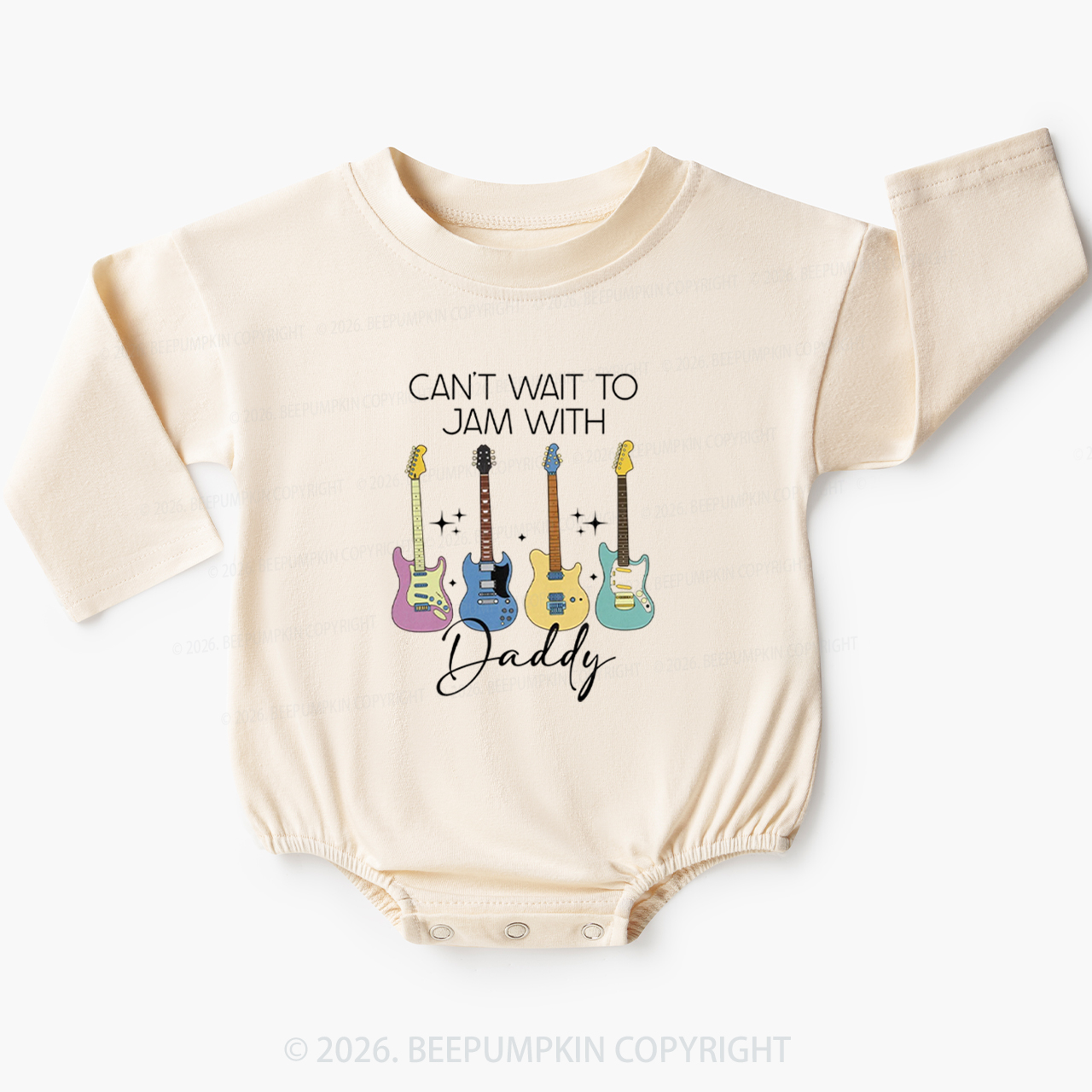 Can't Wait To Jam With Daddy Guitar Baby Bubble Romper