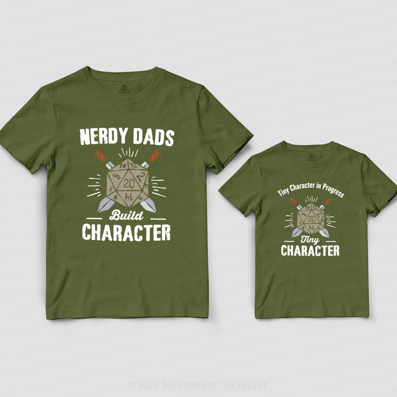 Nerdy Dads Build Character Funny Dice Dad&Me Matching Shirts