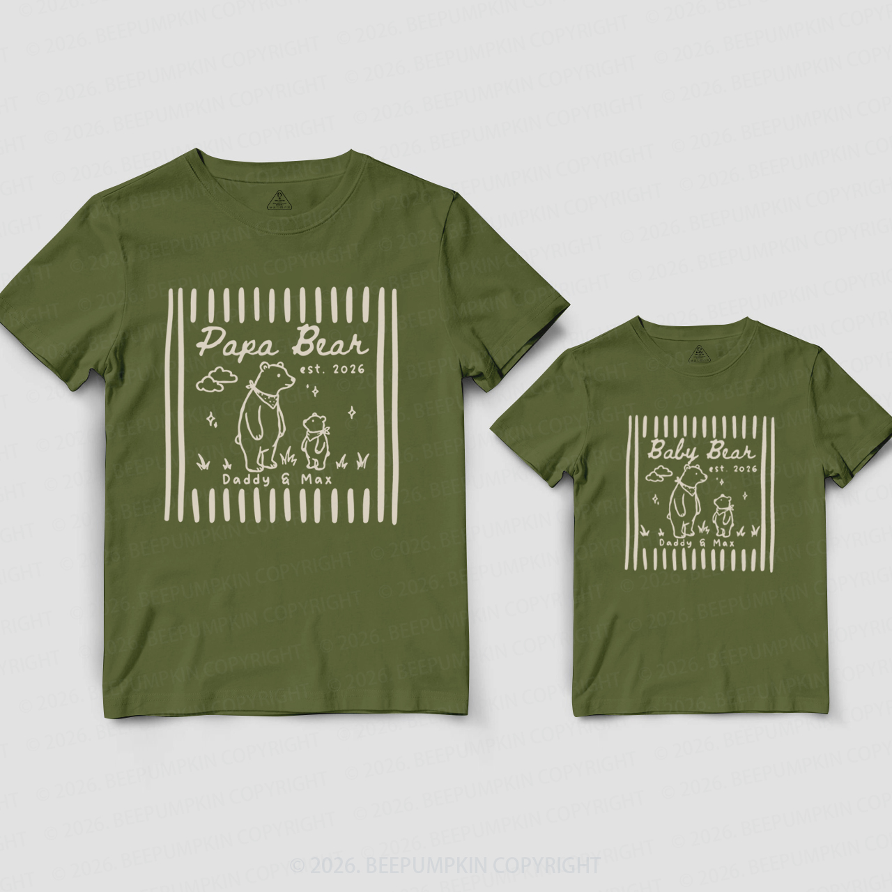 Personalized Papa Bear Baby Bear Dad&Me Matching Shirts
