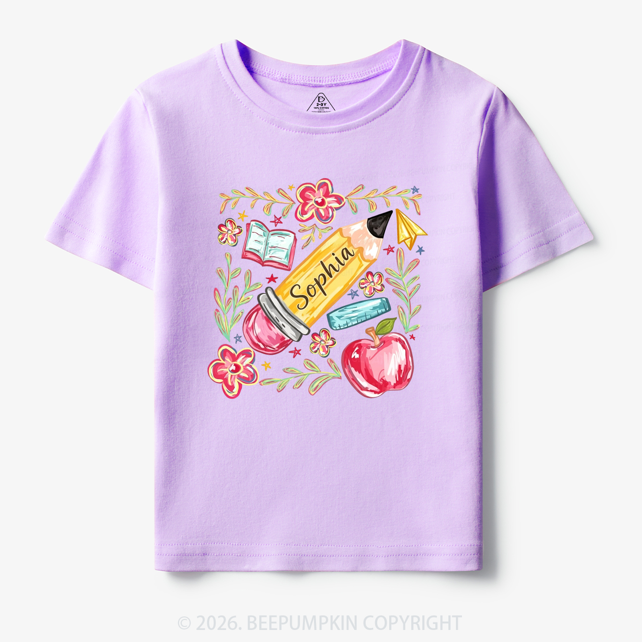 Personalized Name Floral Pencil Toddler&Kid's Tees