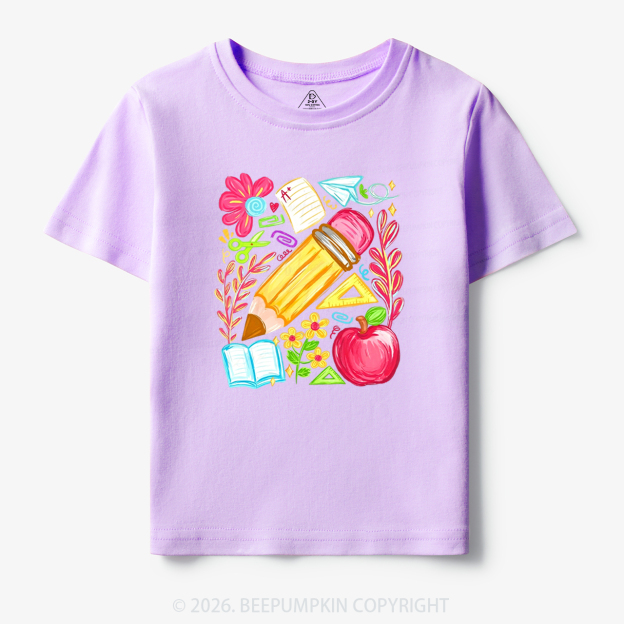 Boho Floral Pencil Coquette Back To School Toddler&Kid's Tees