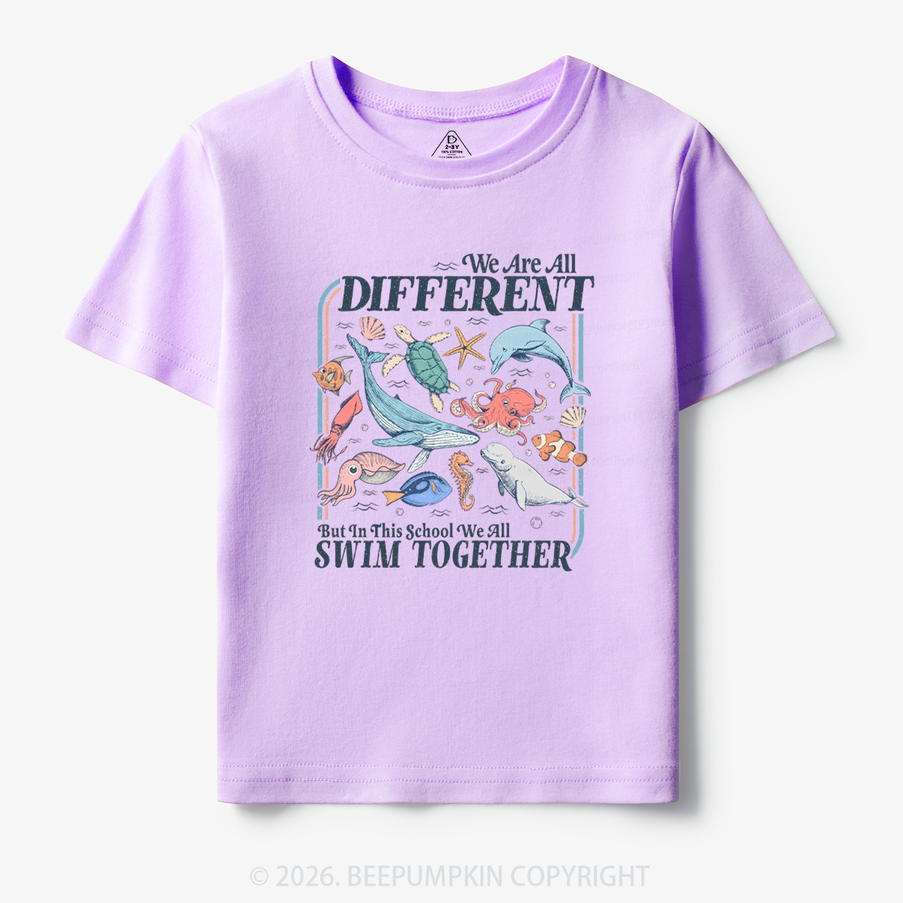 Ocean Animals We Are All Different Swim Together Toddler&Kid's Tees