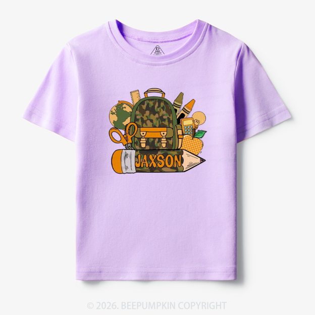Personalized Camo Backpack Pencil Name Toddler&Kid's Tees