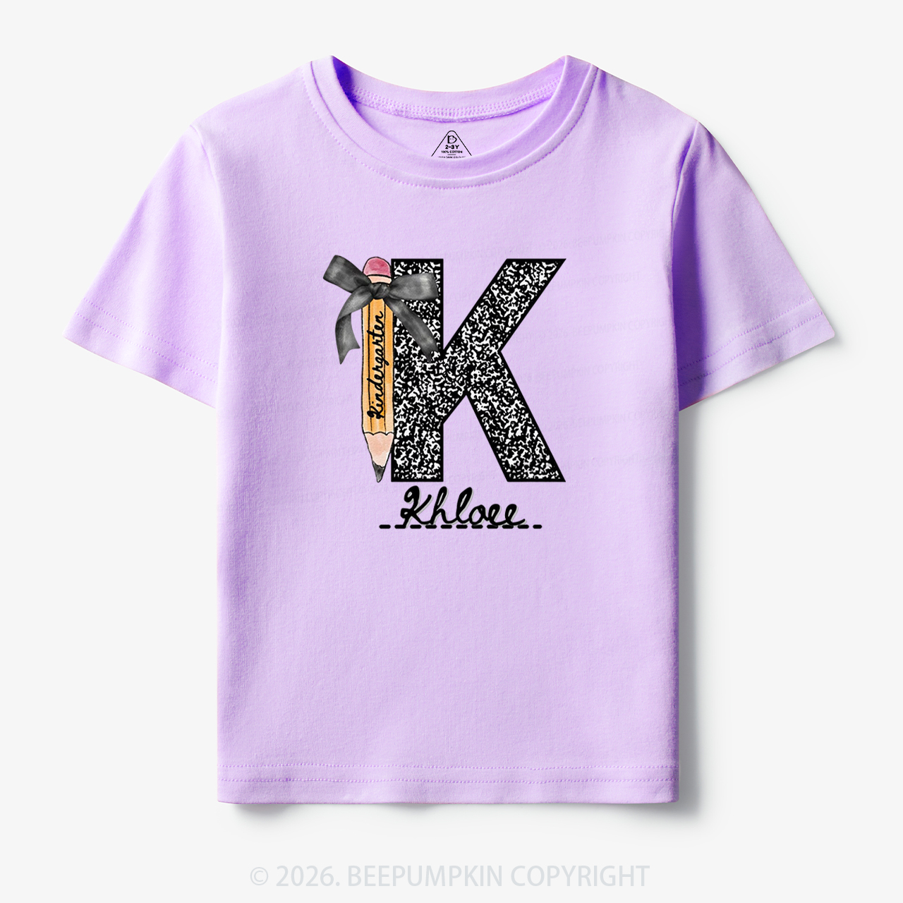 Personalized Grade&Name Monogram Pencil Bow Toddler&Kid's Tees