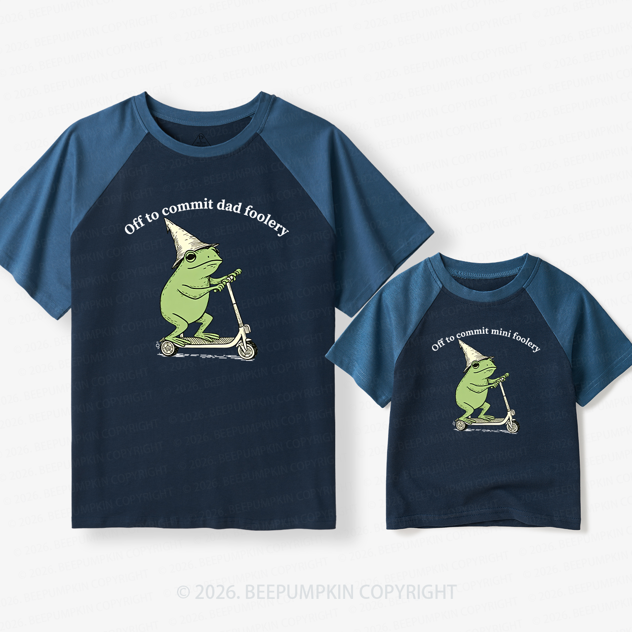 Foolery Mini Foolery Frog Scooter Dad&Me Matching Retro Raglan T-shirt