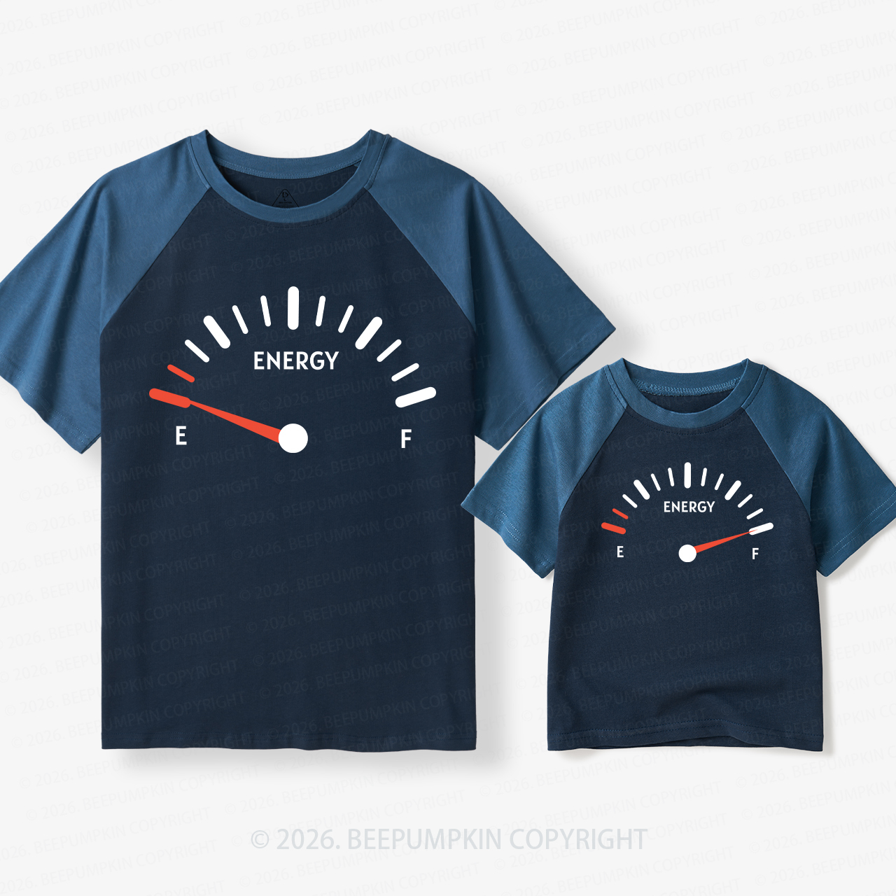 Energy Gauge for Father's Day Dad&Me Matching Retro Raglan T-shirt
