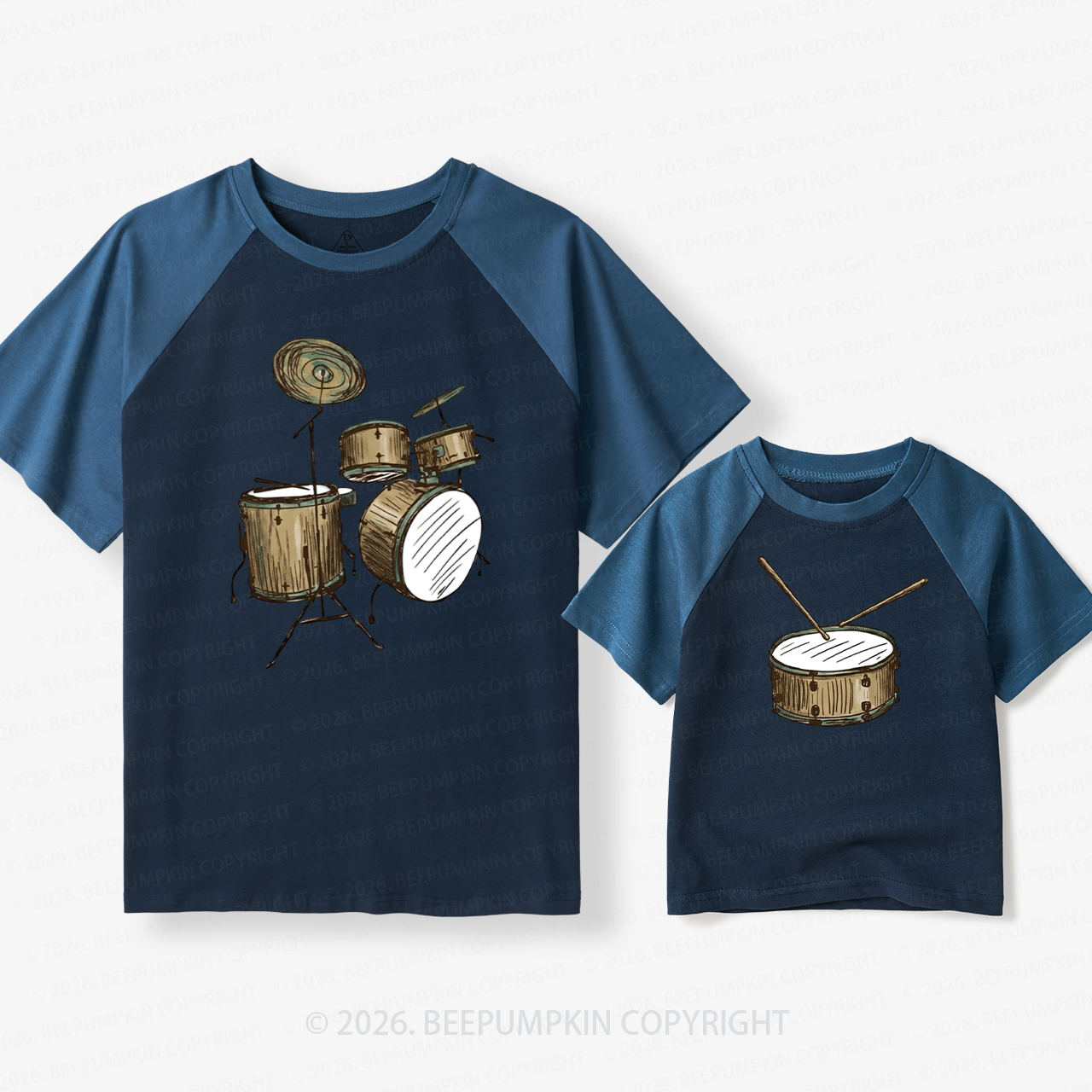 Drums & Drum Matching Dad and Me Matching Retro Raglan T-shirt