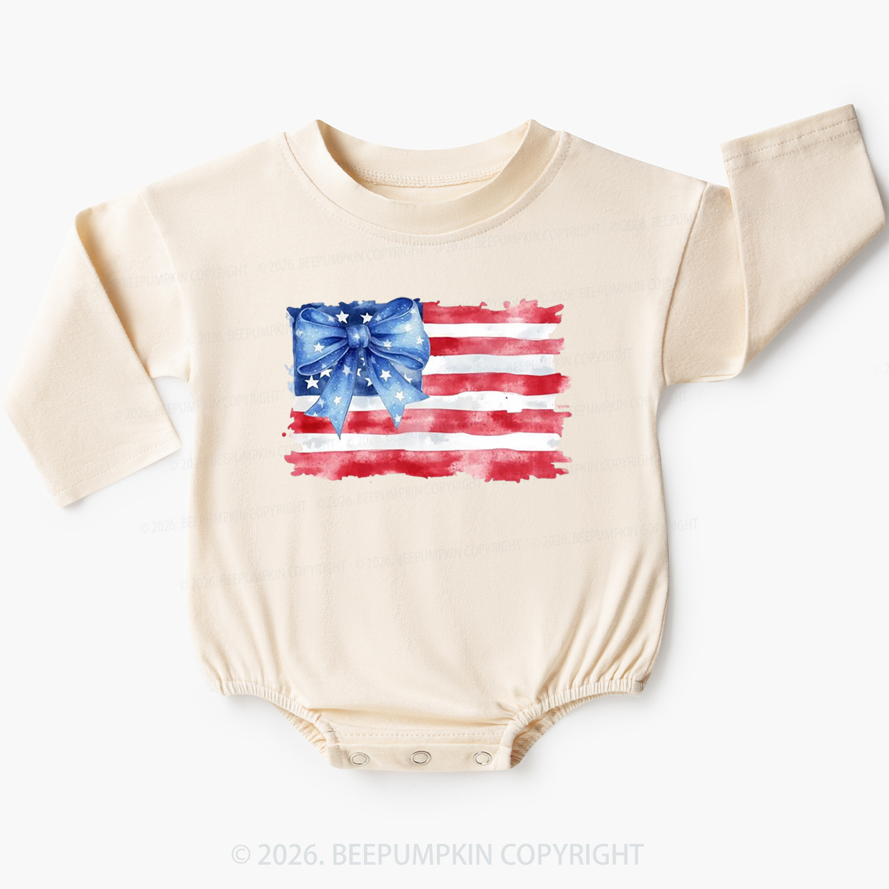 4th of July American Flag Baby Bubble Romper