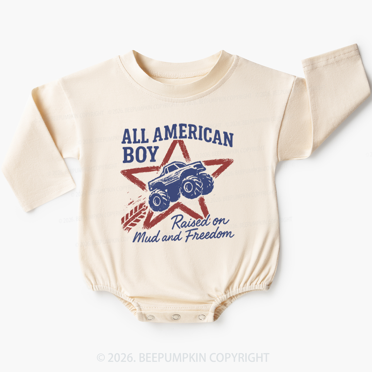 All American Boy Raised on Mud and Freedom Baby Bubble Romper