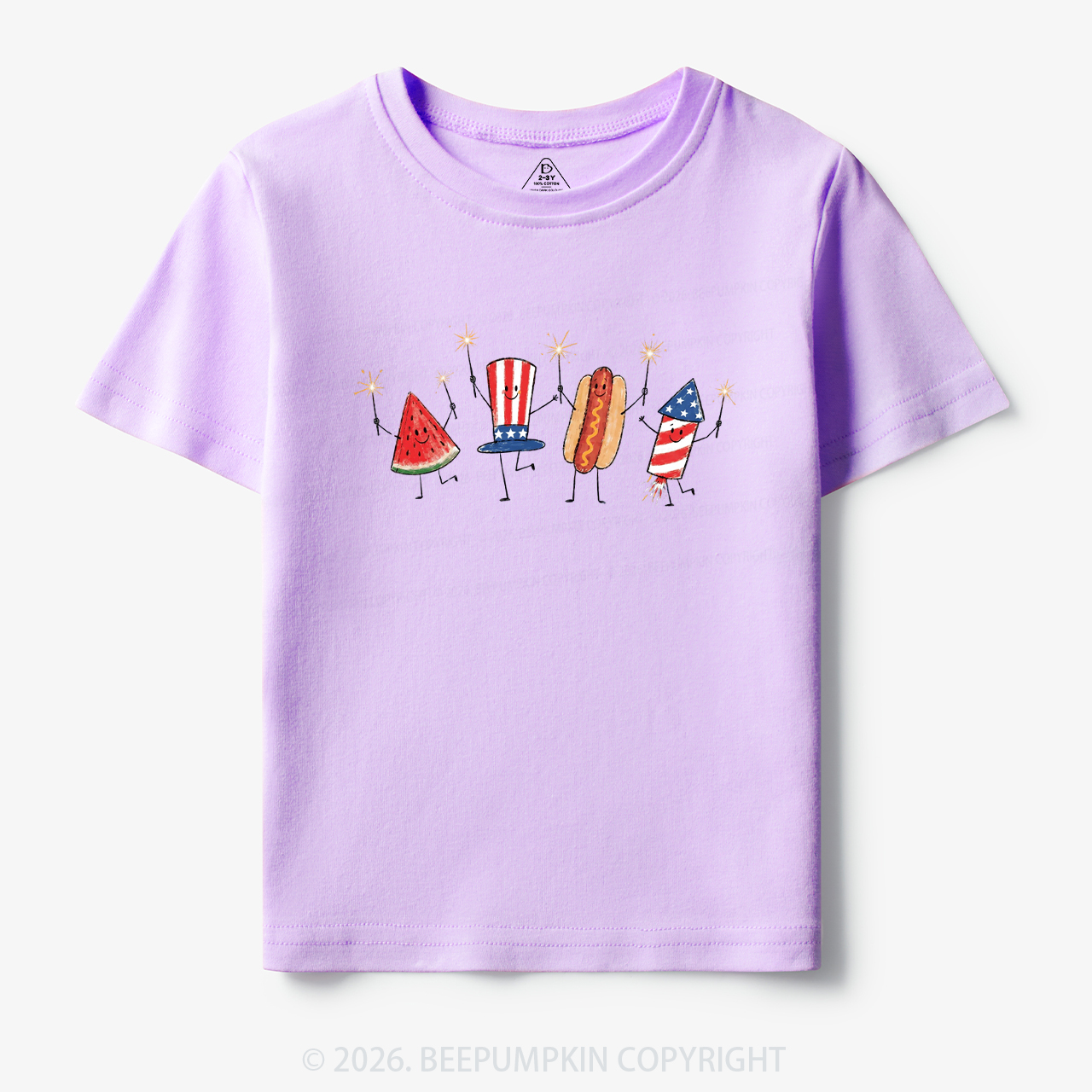 Patriotic Watermelon Hotdog Firework American Toddler&Kid's Tees