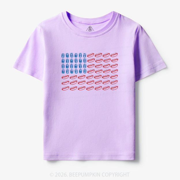 Funny 4th of July Hot Dog American Flag Toddler&Kid's Tees