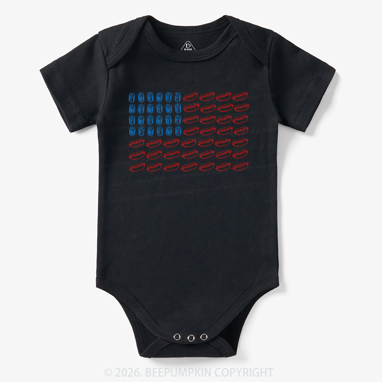 Funny 4th of July Hot Dog American Flag Bodysuit