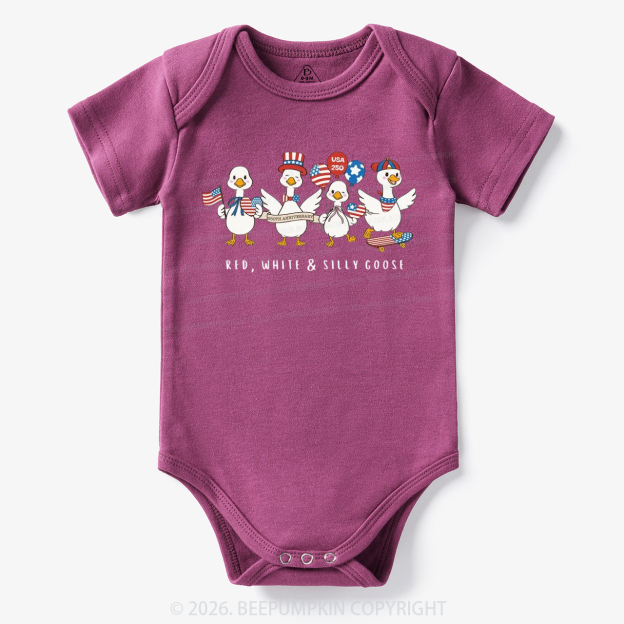 Red White Silly Goose USA 250 Patriotic Bodysuit