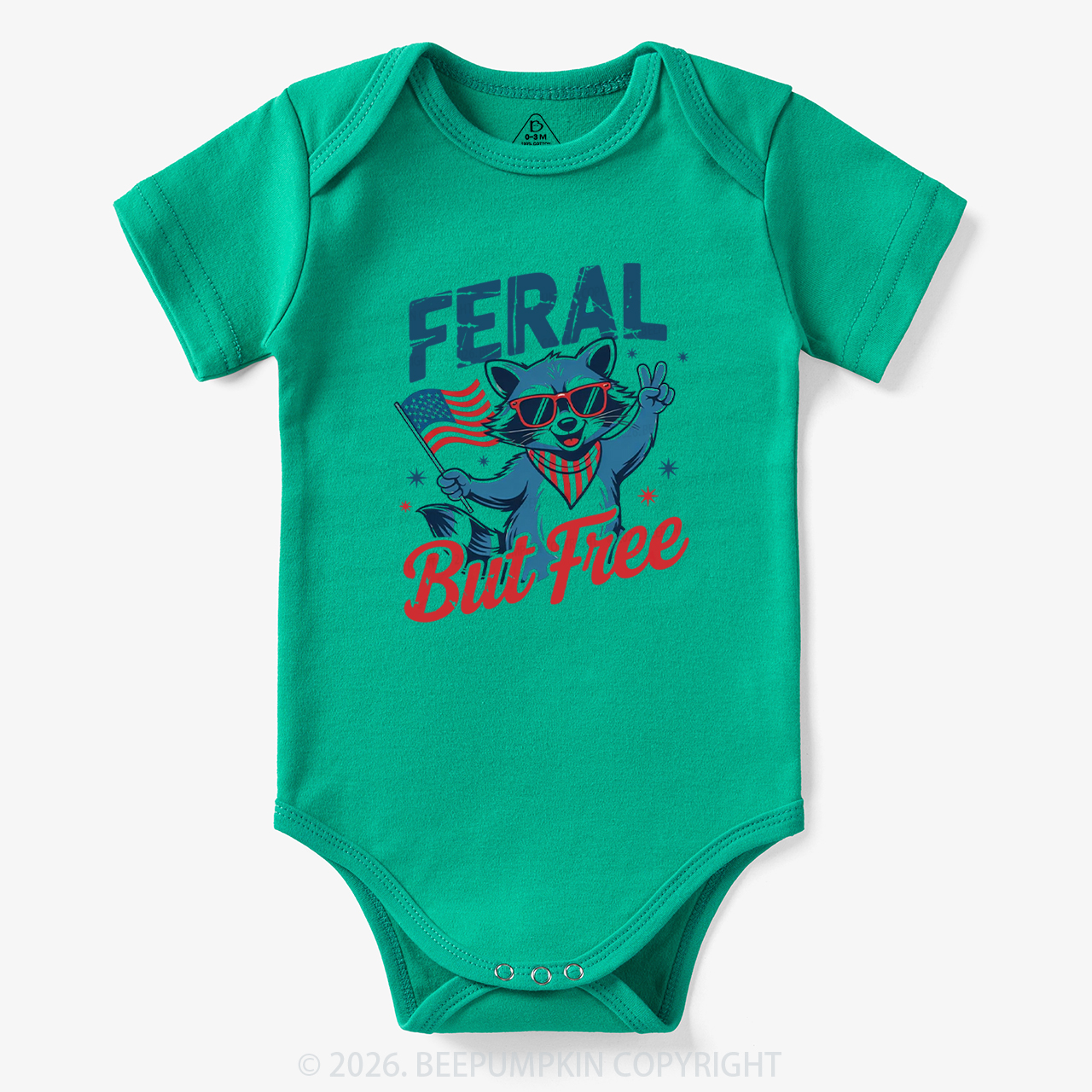 Feral Raccoon 4th of July Bodysuit