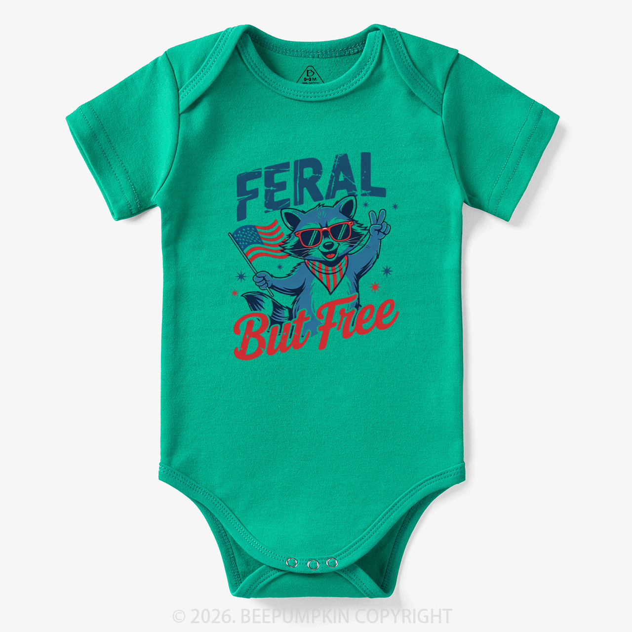 Feral Raccoon 4th of July Bodysuit
