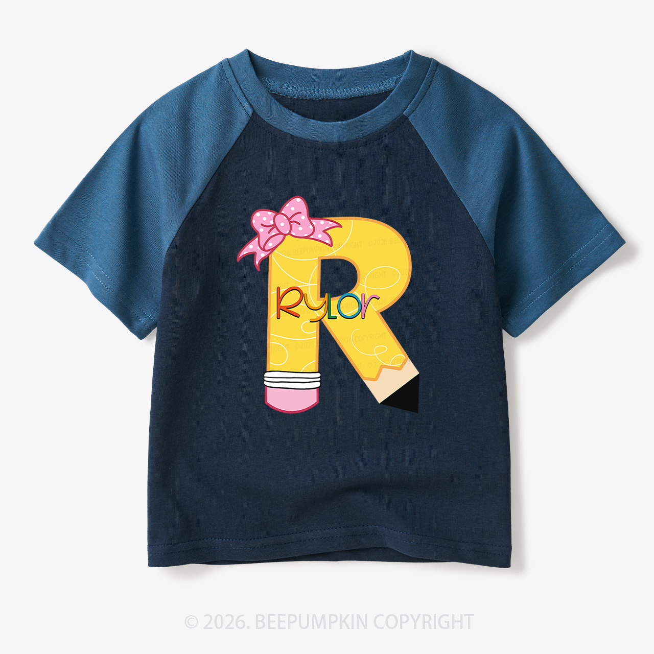 Personalized Pencil Back To School Toddler&Kids Retro Raglan T-shirt