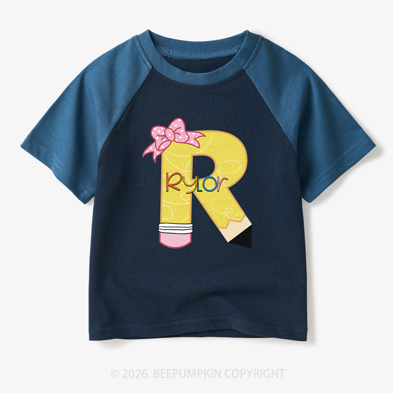 Personalized Pencil Back To School Toddler&Kids Retro Raglan T-shirt