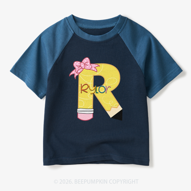 Personalized Pencil Back To School Toddler&Kids Retro Raglan T-shirt