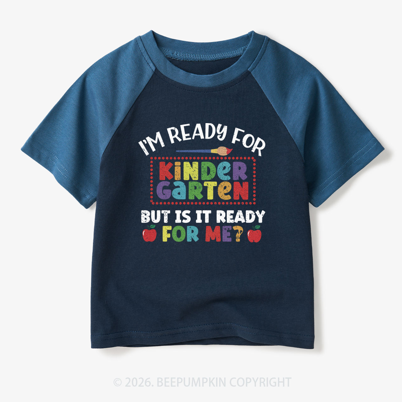 I'm Ready For Kindergarten Back To School Toddler&Kids Retro Raglan T-shirt