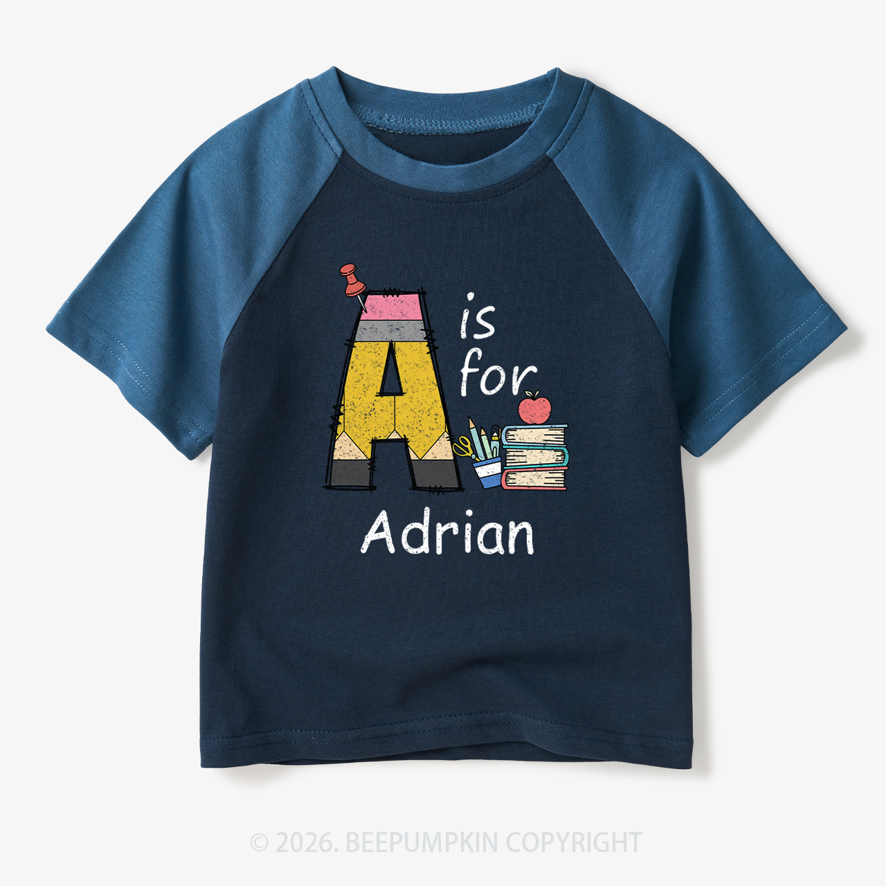 Personalized Alphabet Name Toddler&Kids Retro Raglan T-shirt