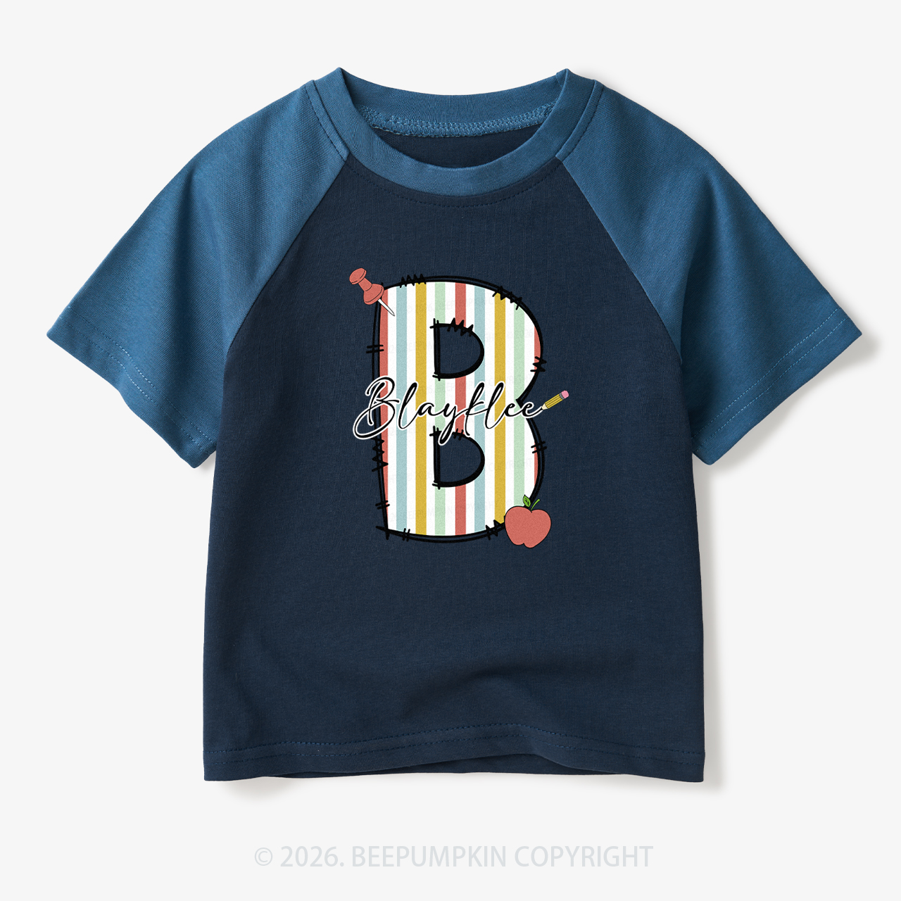 Personalized Alphabet Toddler&Kids Retro Raglan T-shirt