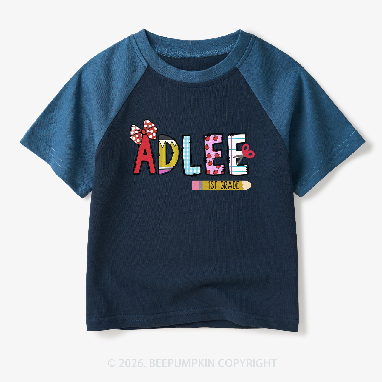 Personalized Name First Day Of School Toddler&Kids Retro Raglan T-shirt