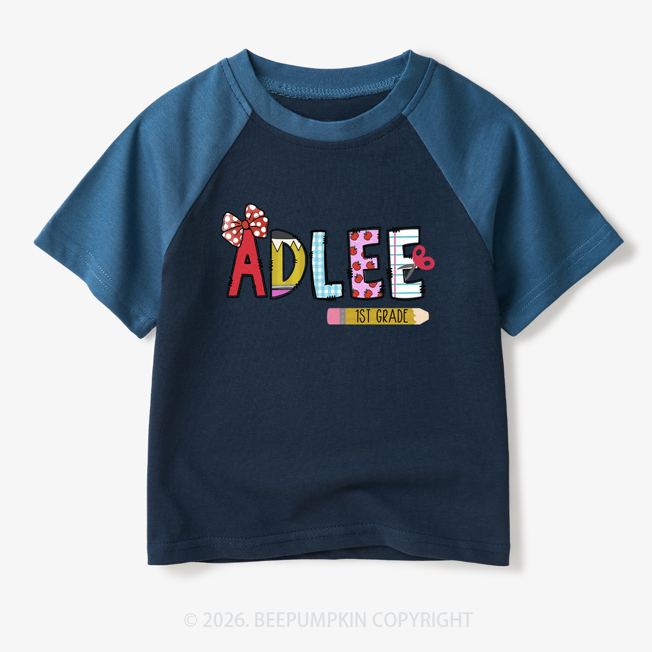Personalized Name First Day Of School Toddler&Kids Retro Raglan T-shirt