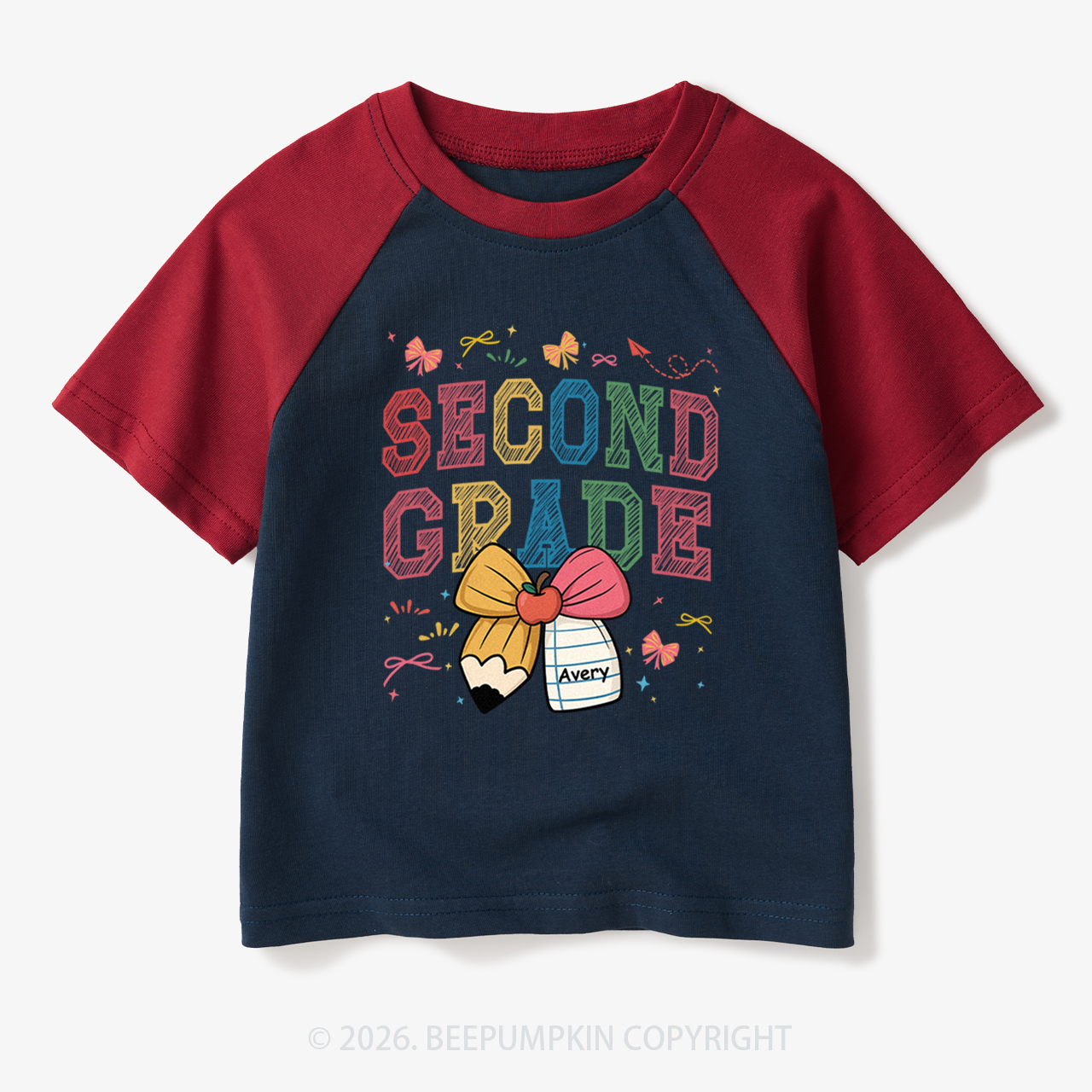 Personalized Girl Back To School Bundle Toddler&Kids Retro Raglan T-shirt