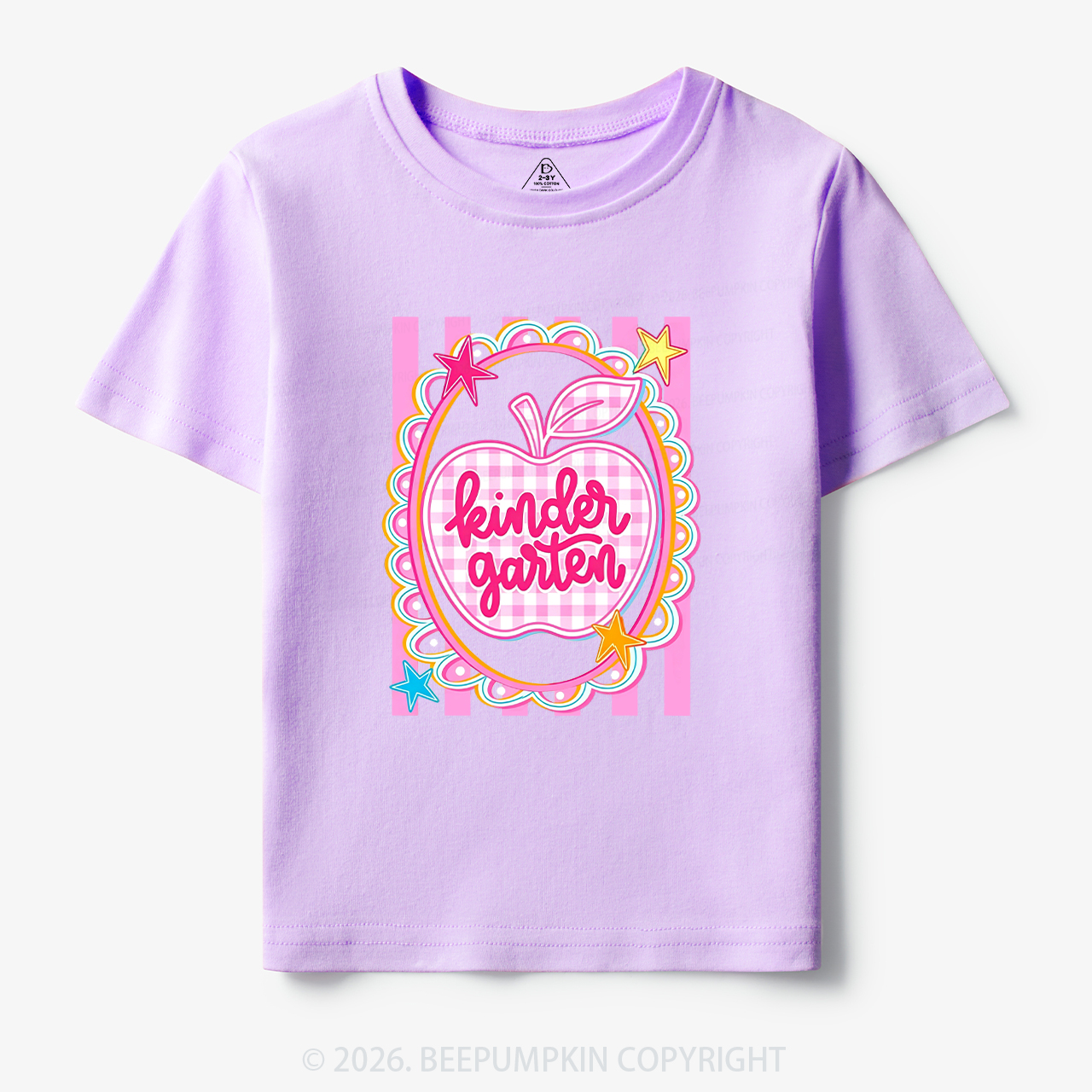 Personalized Apple Pink Gingham Stripes Toddler&Kid's Tees