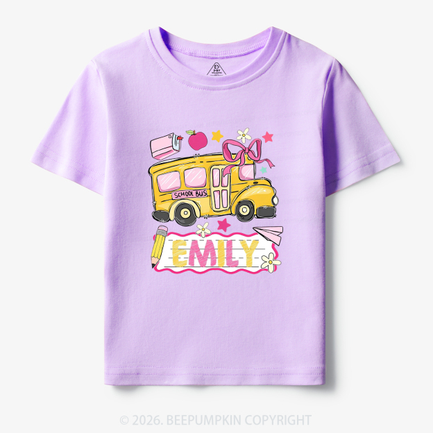 Personalized Name School Bus Back To School Toddler&Kid's Tees