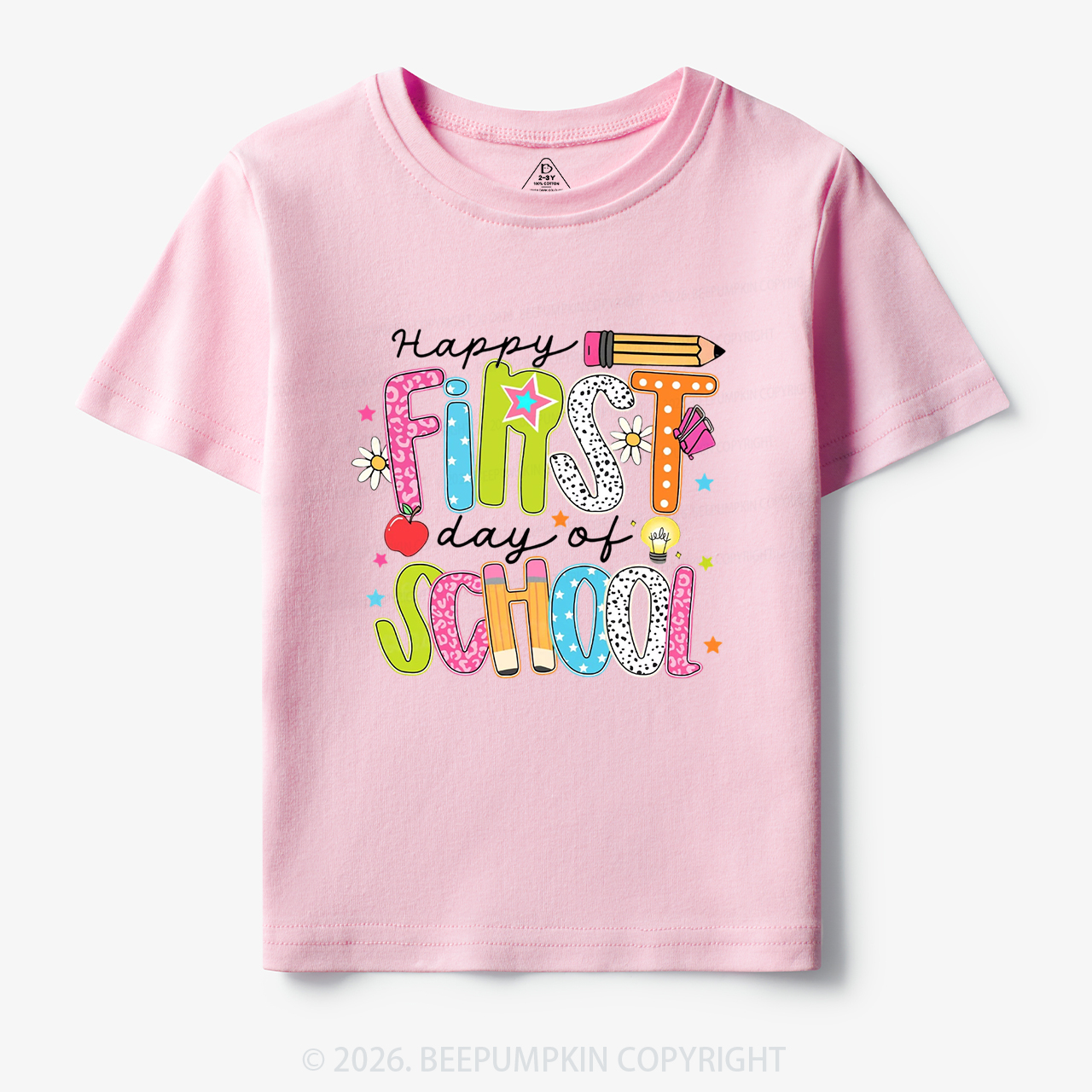 Colorful Happy First Day Of School Toddler&Kid's Tees