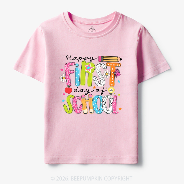 Colorful Happy First Day Of School Toddler&Kid's Tees