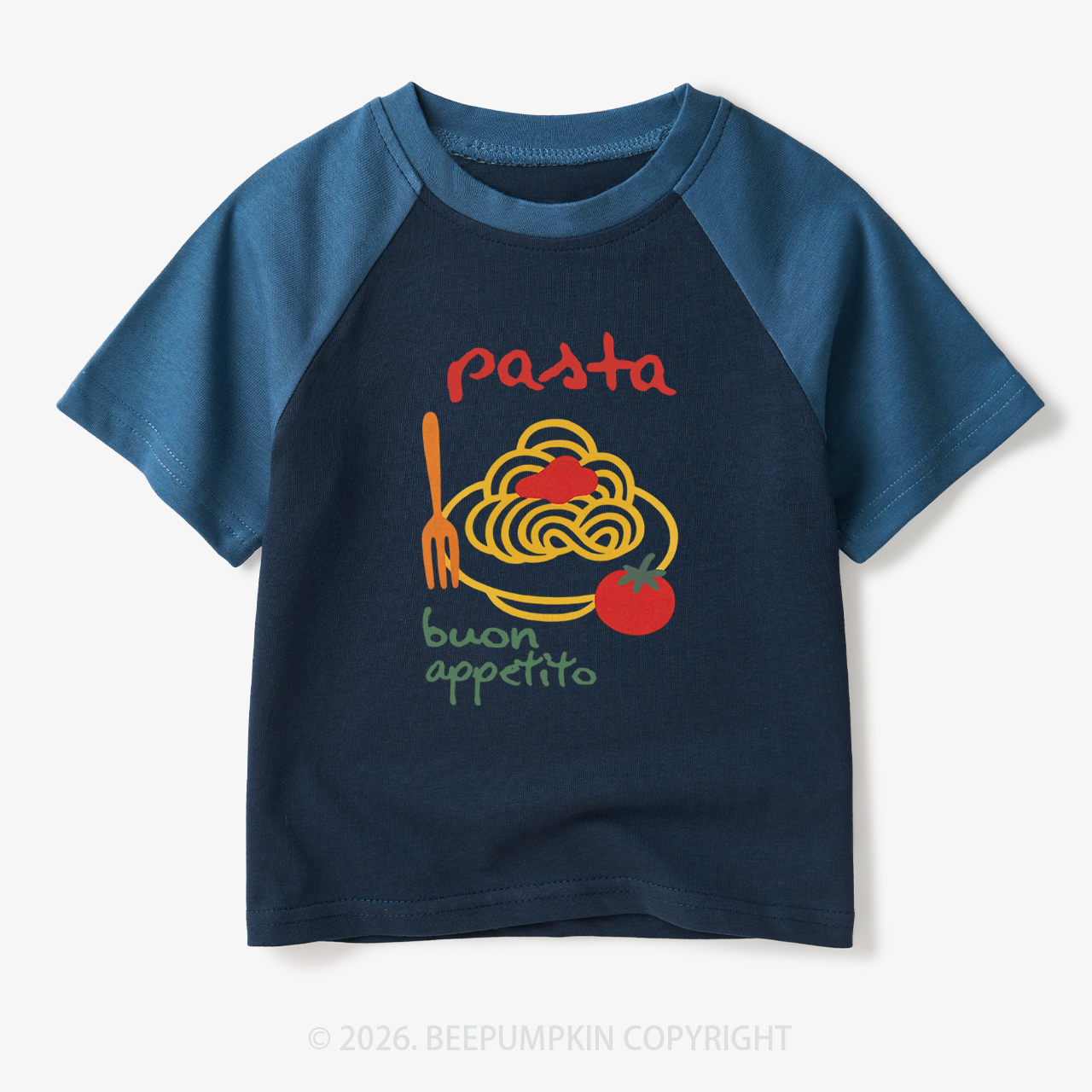 Spaghetti Pasta Cute Food Toddler&Kids Retro Raglan T-shirt