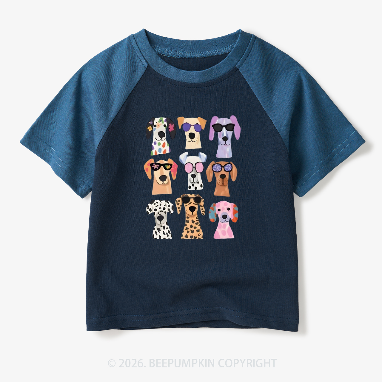 Cute Dog Fun Puppy Toddler&Kids Retro Raglan T-shirt