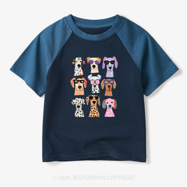 Cute Dog Fun Puppy Toddler&Kids Retro Raglan T-shirt