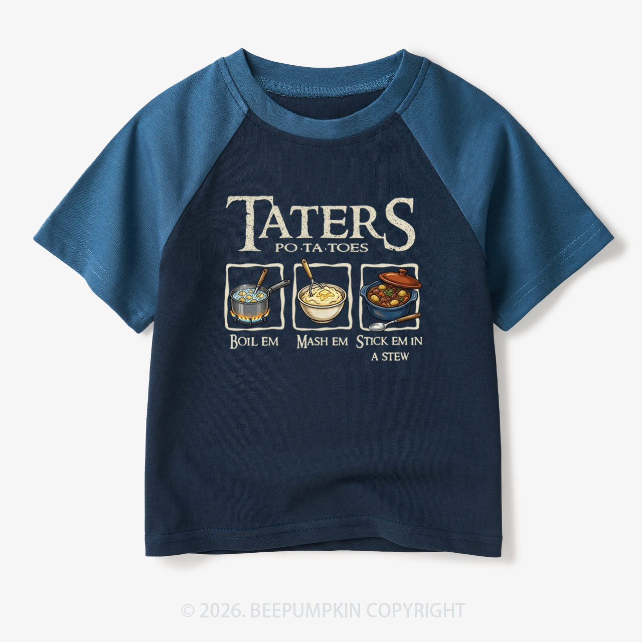 Taters Potatoes Funny Toddler&Kids Retro Raglan T-shirt