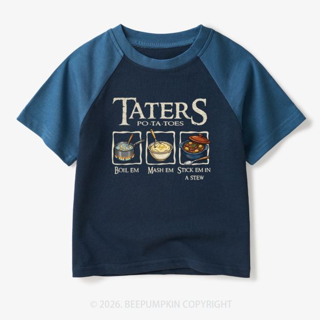 Taters Potatoes Funny Toddler&Kids Retro Raglan T-shirt