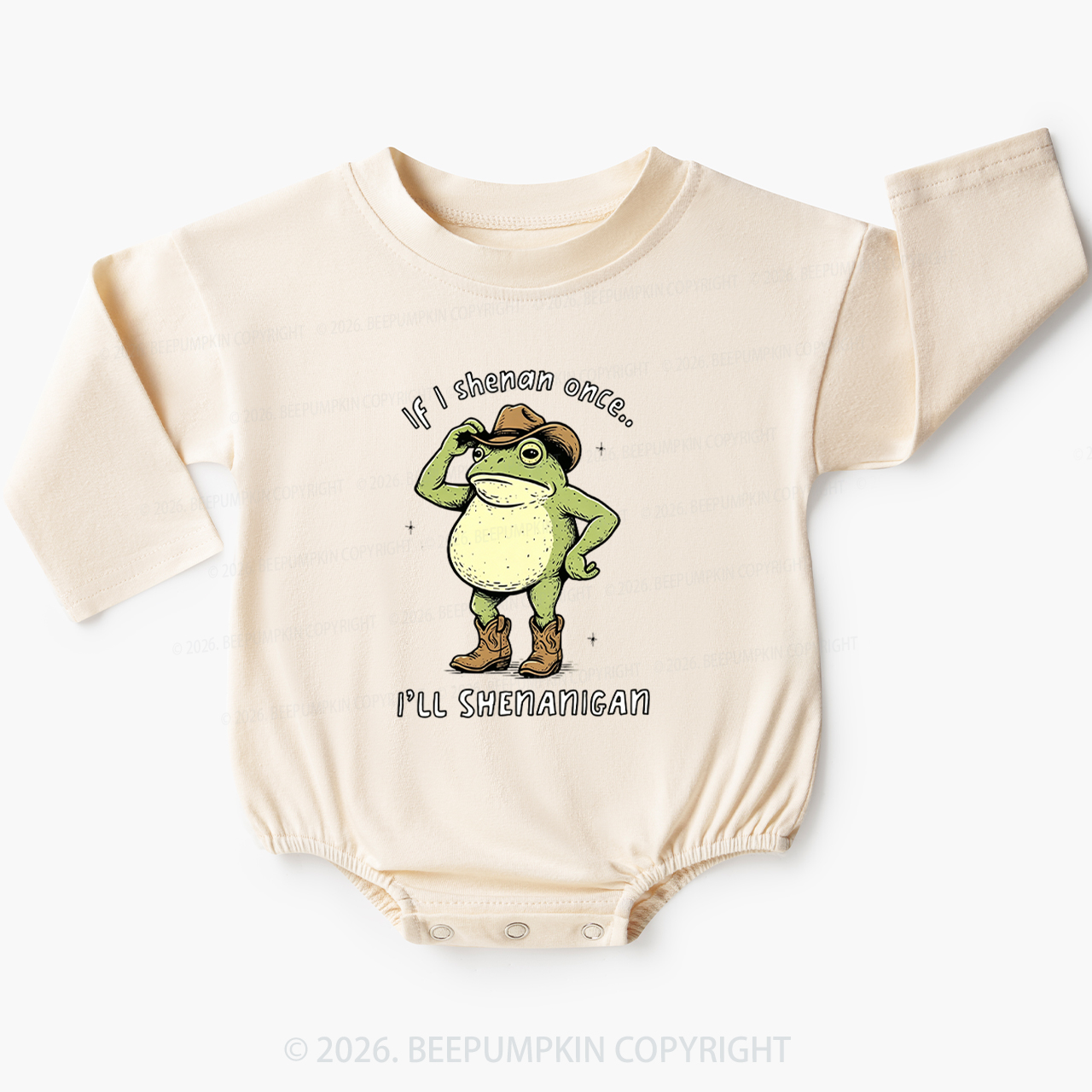 Funny Frog If I Shenan Once I'll Shenanigan Baby Bubble Romper