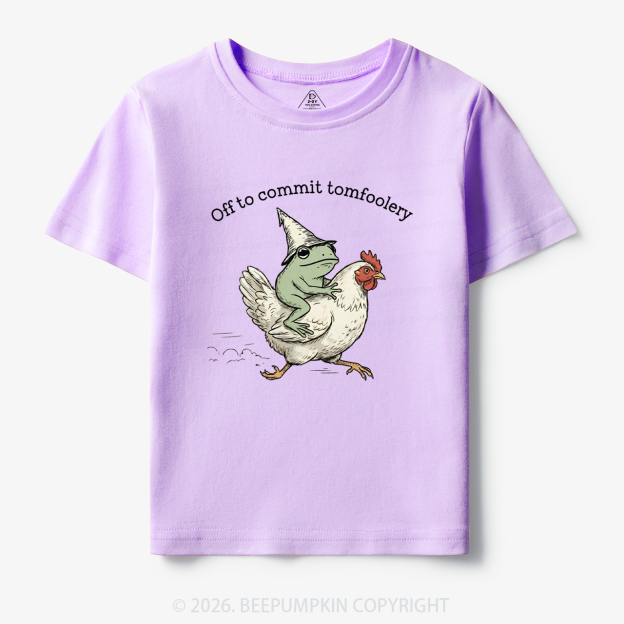 Frog Riding Chicken Off to Commit Tomfoolery Toddler&Kid's Tees