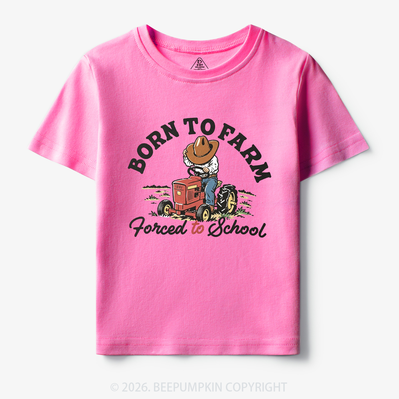  Born to Farm Forced to School Tractor Cowboy Toddler&Kid's Tees