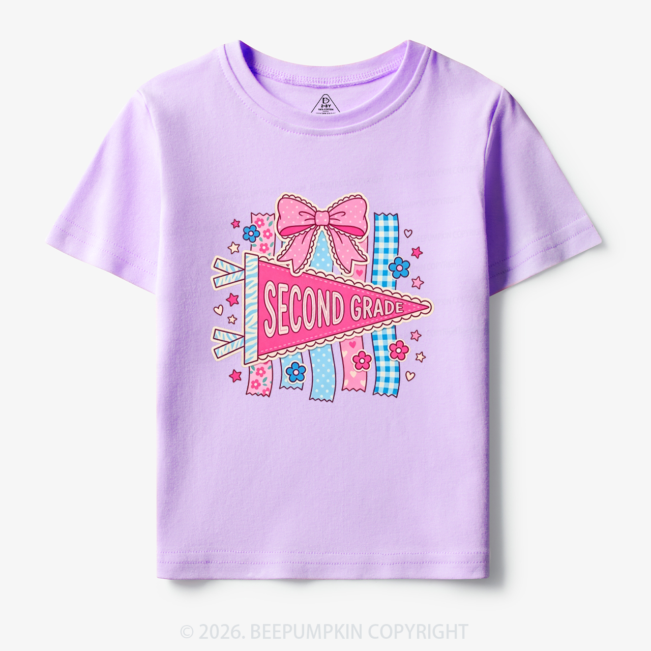 Personalized Pink Bow Pennant Back To School Toddler&Kid's Tees